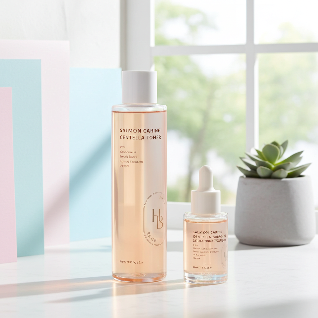 SET Heveblue Salmon Caring Centella Toner & Salmon Caring Centella Ampoule