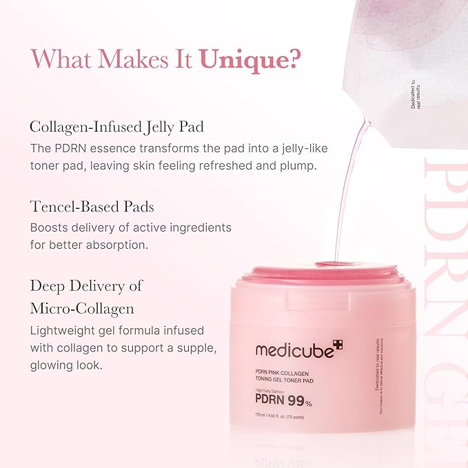 Medicube PDRN Pink Collagen Toning Gel Toner Pad 70 pads