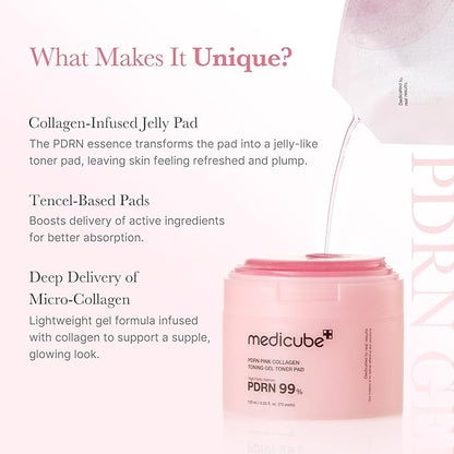 Medicube PDRN Pink Collagen Toning Gel Toner Pad 70 pads