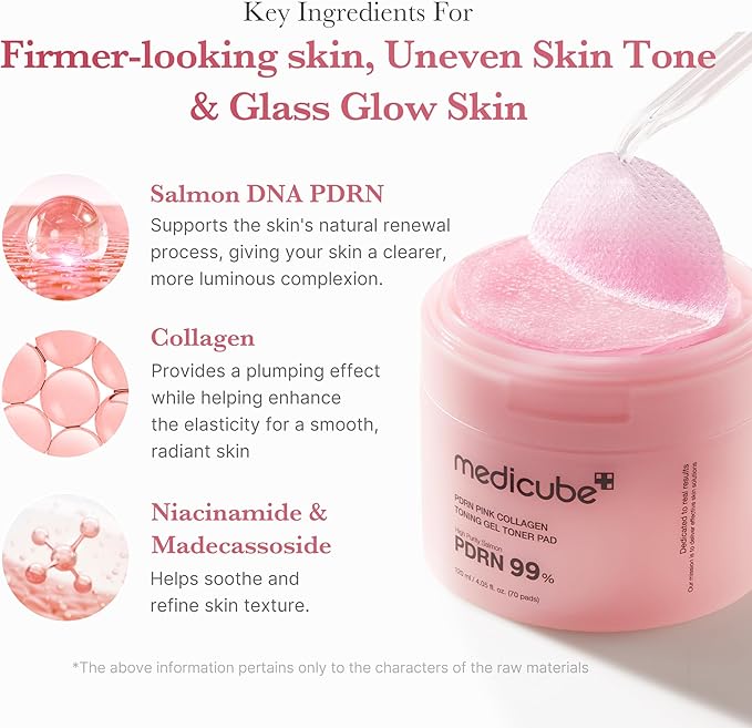 Medicube PDRN Pink Collagen Toning Gel Toner Pad 70 pads