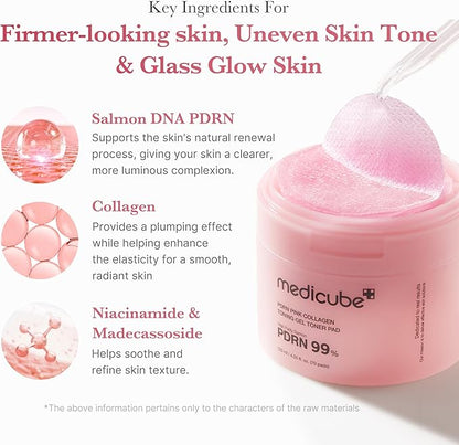 Medicube PDRN Pink Collagen Toning Gel Toner Pad 70 pads