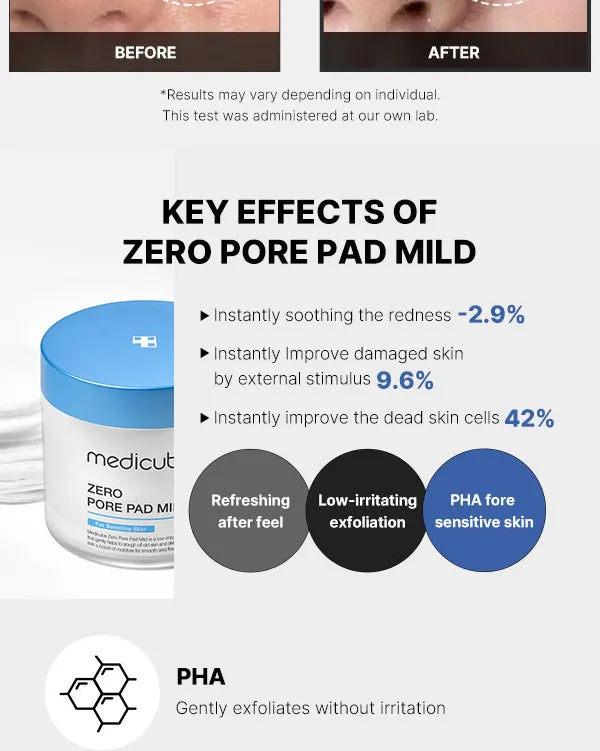 Medicube Dischete exfoliante blânde pentru fața | ZERO PORE PAD MILD 70 buc
