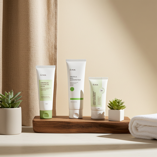 SET PROMO iUNIK Centella Calming – Curățare, Calm & Protecție SPF